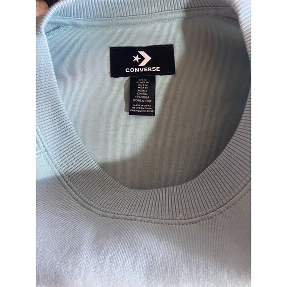 Converse Women’s Crewneck Sweatshirt Aqua Blue w/ Zip Pocket Size M - Picture 5 of 5